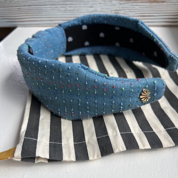 Lele Sadoughi Top Knot Headband - Jean w. Neon dots - like new! (with dust bag!) - Picture 3 of 4